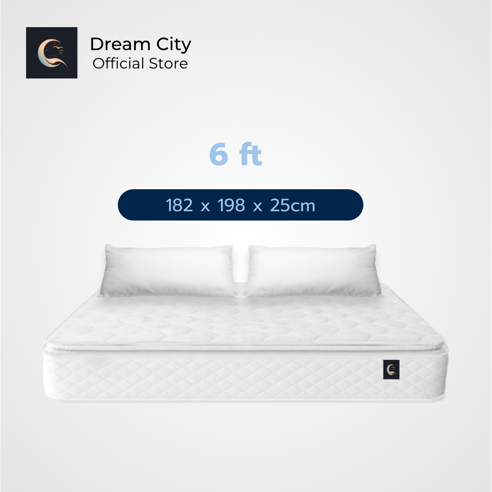 Dreamcity [ส่งฟรี] [แพ็คใส่กล่อง] ที่นอนยางพาราแท้ พ็อกเก็ตเสปริง หนา 10 นิ้ว ขนาด 6ฟุต