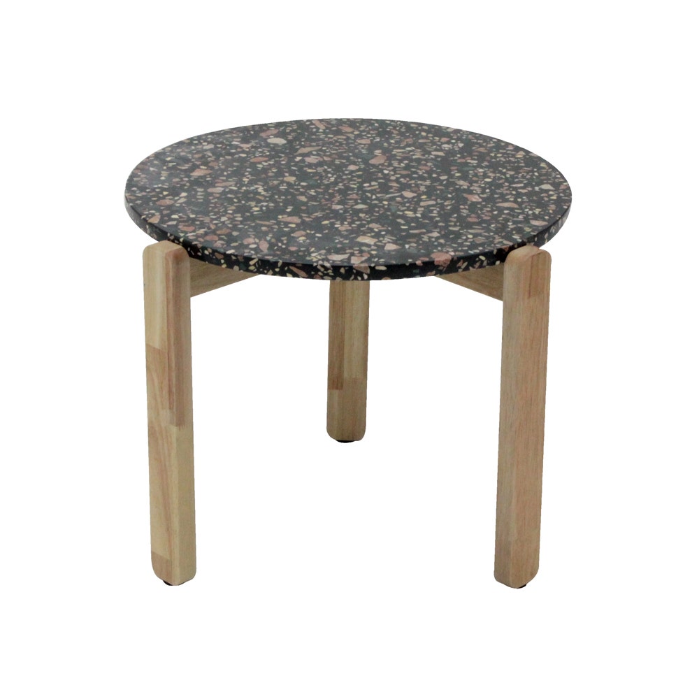 โต๊ะกลาง รุ่น GEMELLI-50 หิน TERRAZZO สี NERO FANTASIA1