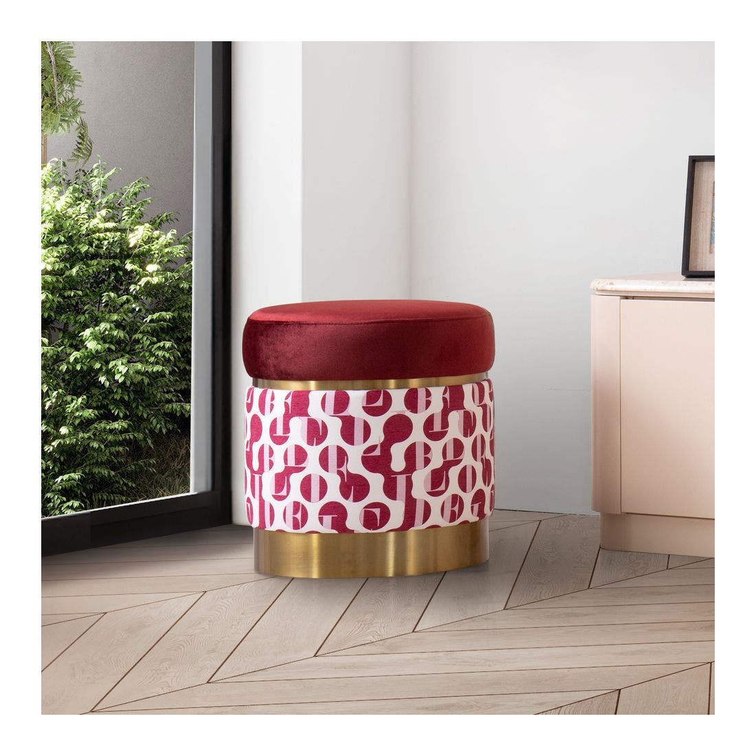 Elle Decor - Chamonix Stools ลาย POP RED สีแดง1