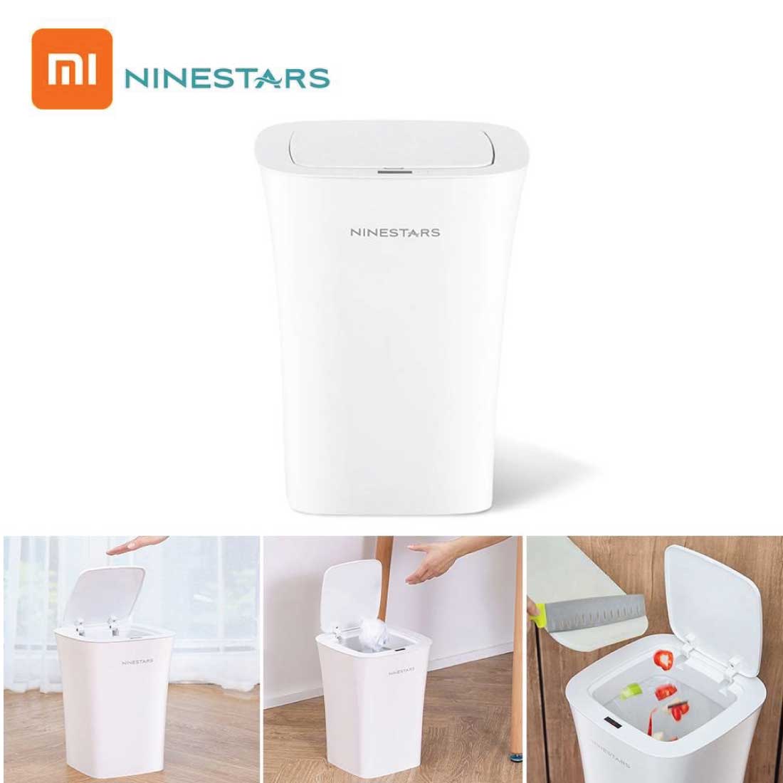 ถังขยะอัจฉริยะ Xiaomi Ninestars Trash Can10L/VML สีขาว1