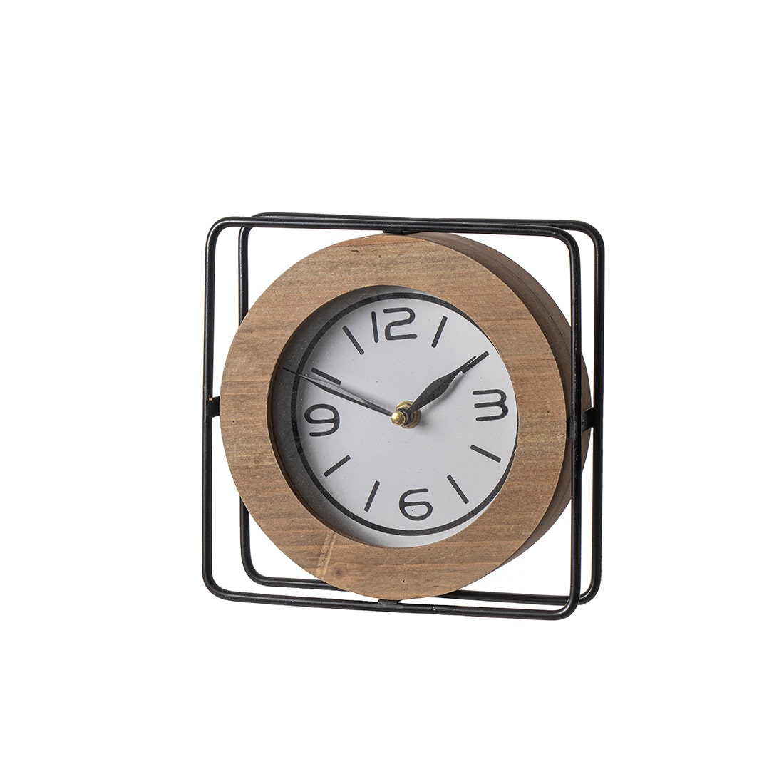 LS TABLE CLOCK#GMA88-0535/IRON/WOOD/CN สีไม้อ่อน01