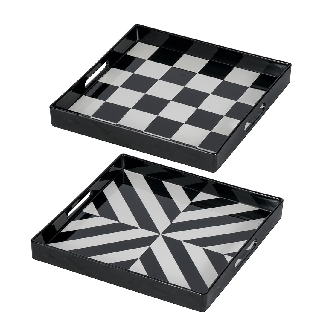 VP TRAY#44280/SQUARE/BLACK/WHITE/EG สีหลาก01