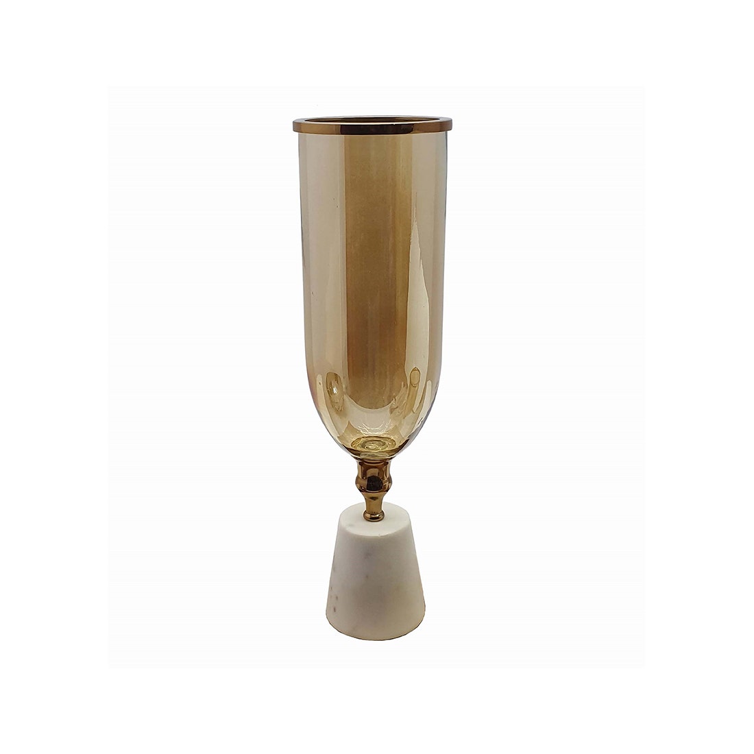 VP VASE#48495/WHITE MARBLE/GOLD/LARGE/EG สีขาว01