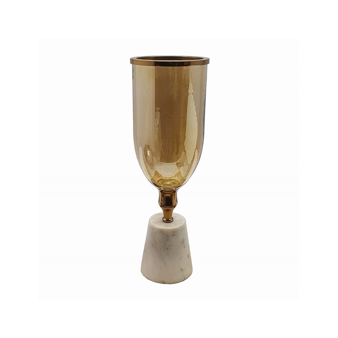 VP VASE#48496/WHITE MARBLE/GOLD/SMALL/EG สีขาว01