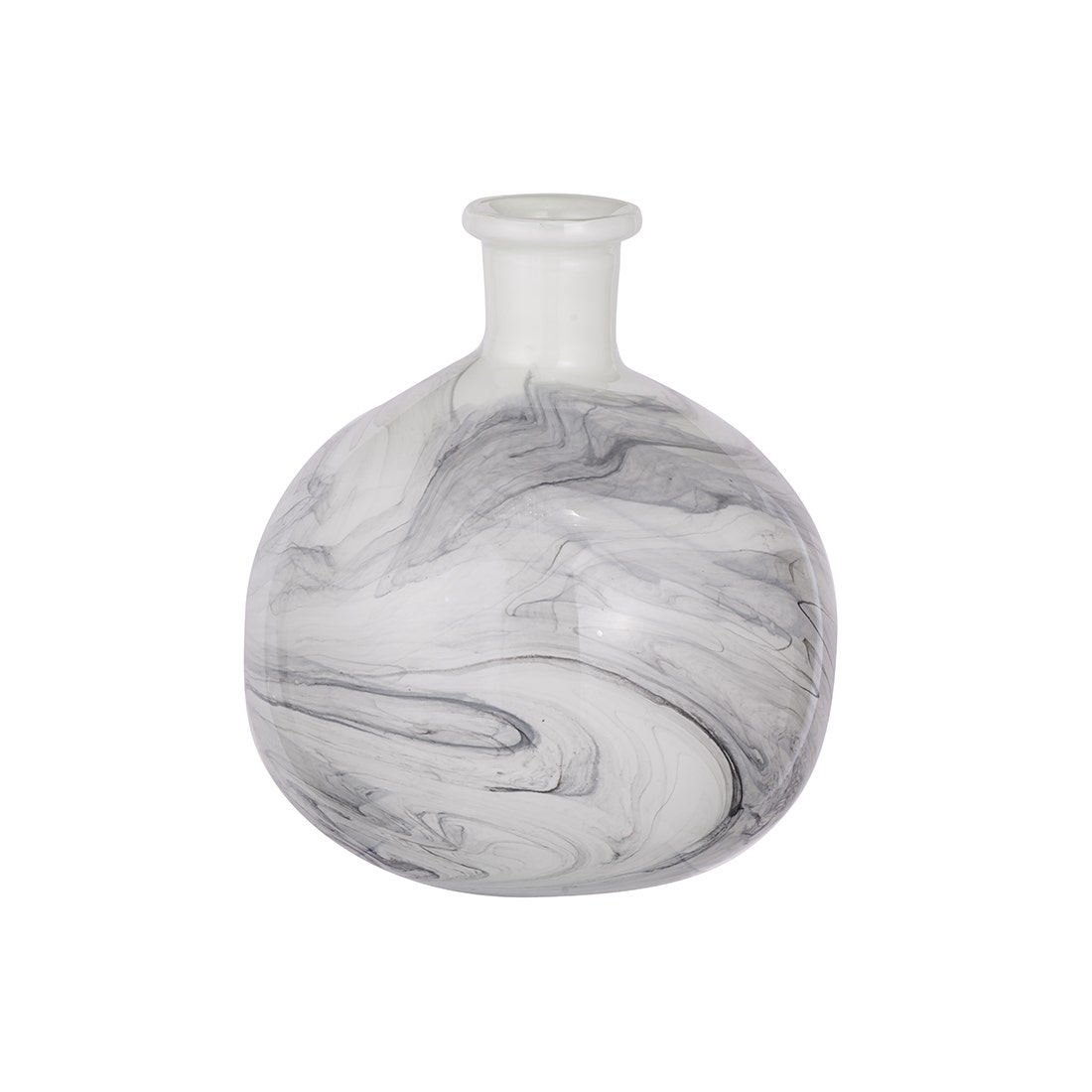 VP VASE#76721/GLASS/BLACK WHITEMARBLE/EG สีดำ01