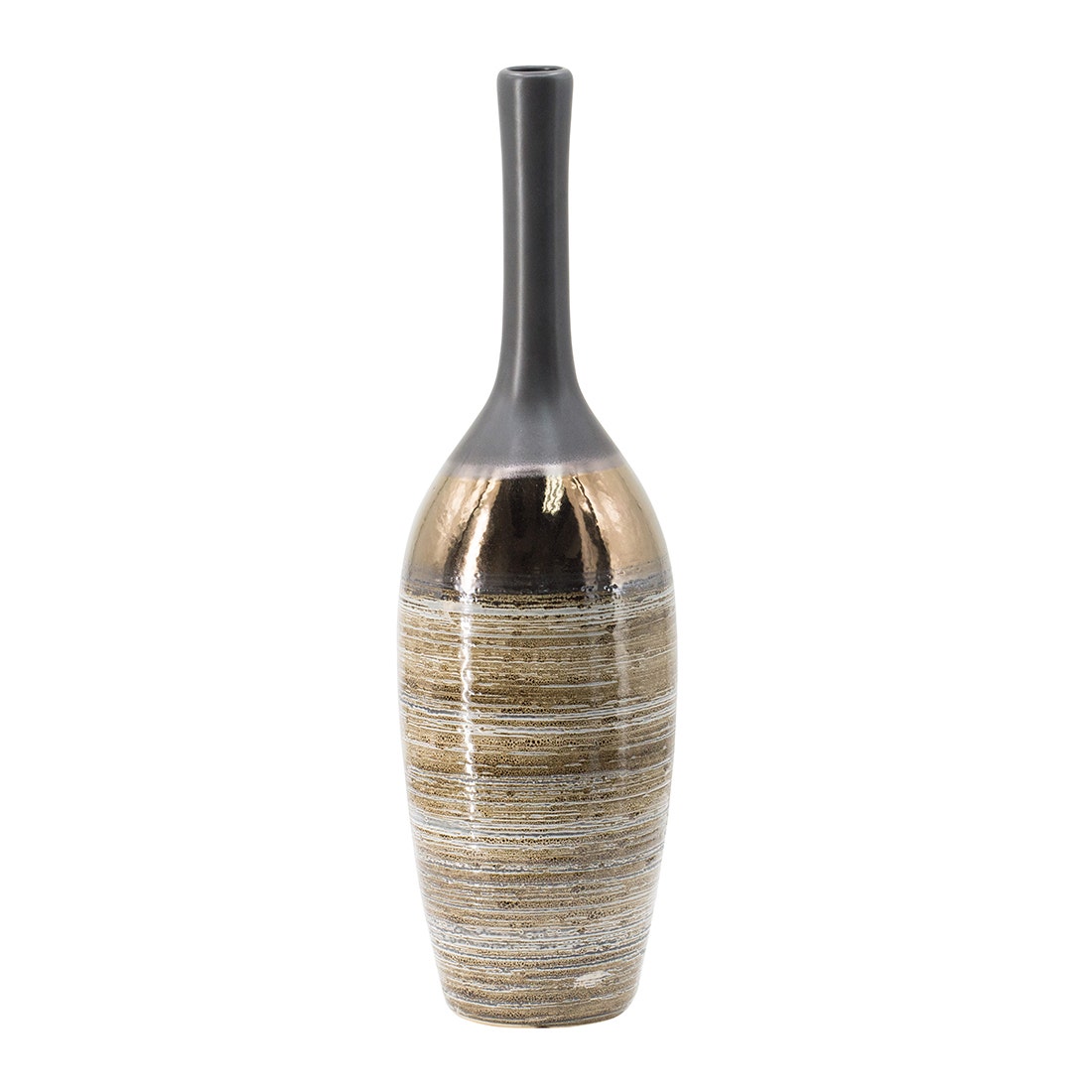 VP VASE#8867/CERAMIC/GOLD/BLACK/EG*** สีทอง01