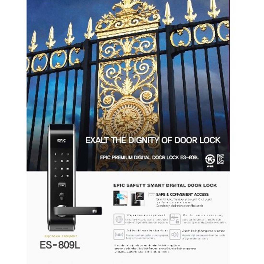 กลอนประตูดิจิตอล Digital Door Lock รุ่น EPIC ES-809L-03