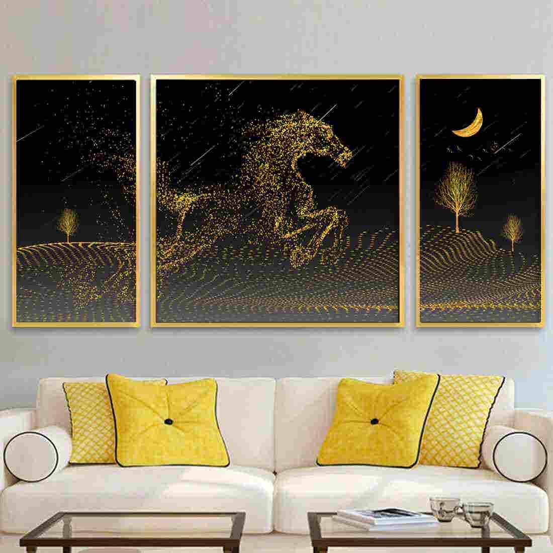 รูปพร้อมกรอบ Doseart รุ่น Golden Horse approx. (SET 3 PC.)-01