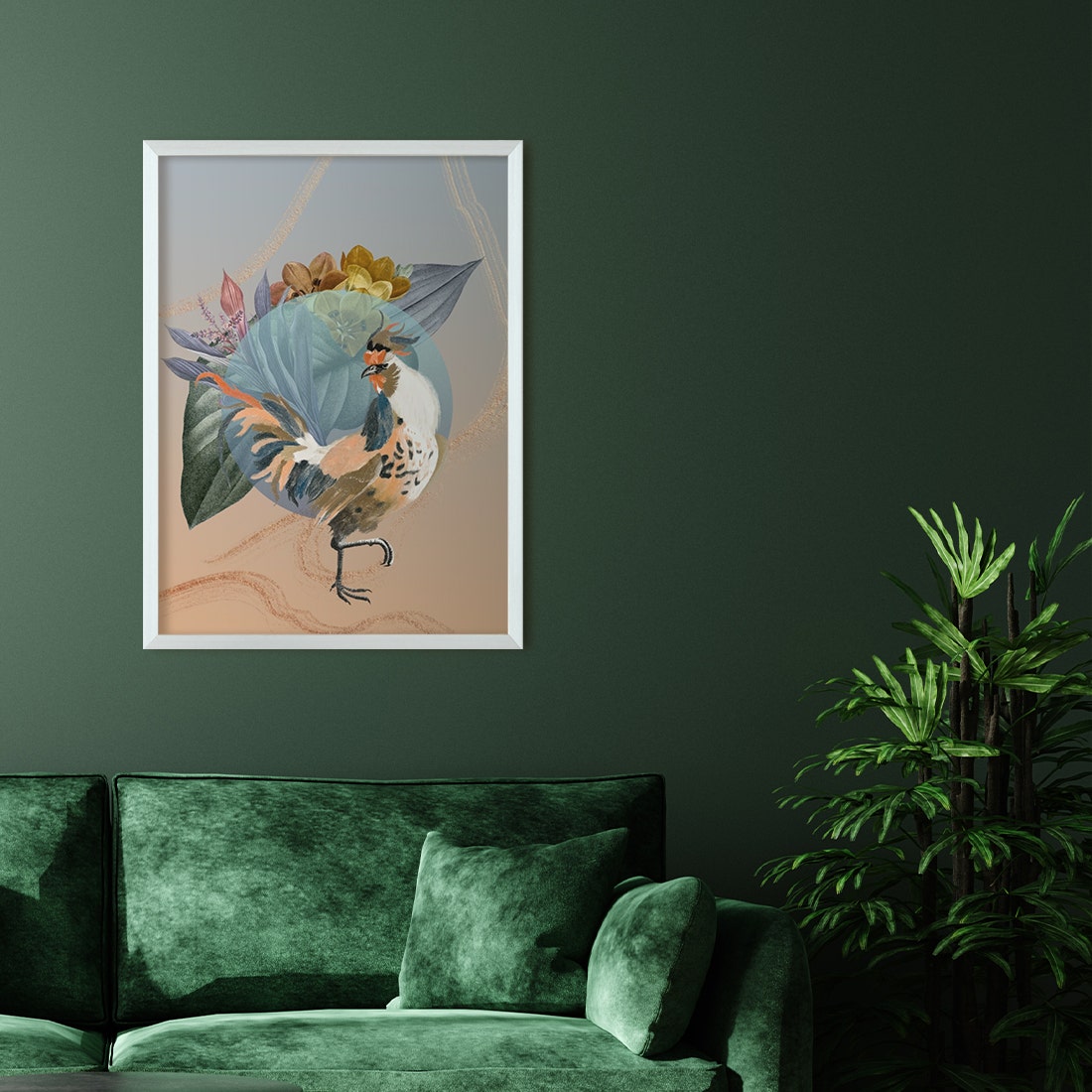 รูปพร้อมกรอบ DoseArt รุ่น Rooster XL 60x75 cm (รูปรวมกรอบ 63x78 cm) สีหลาก2