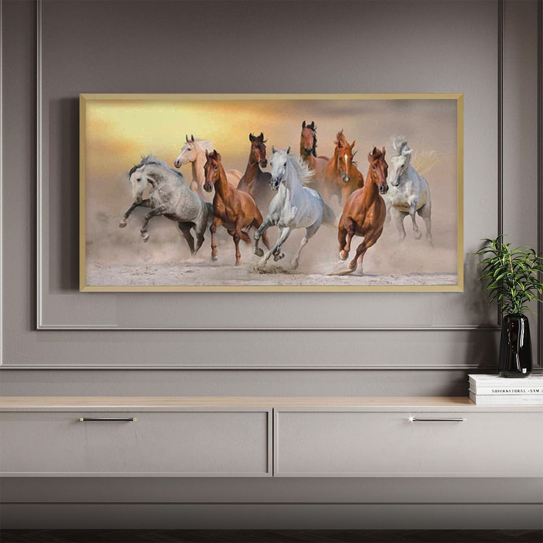 รูปพร้อมกรอบ DoseArt รุ่น Classic Horses 180x90 cm