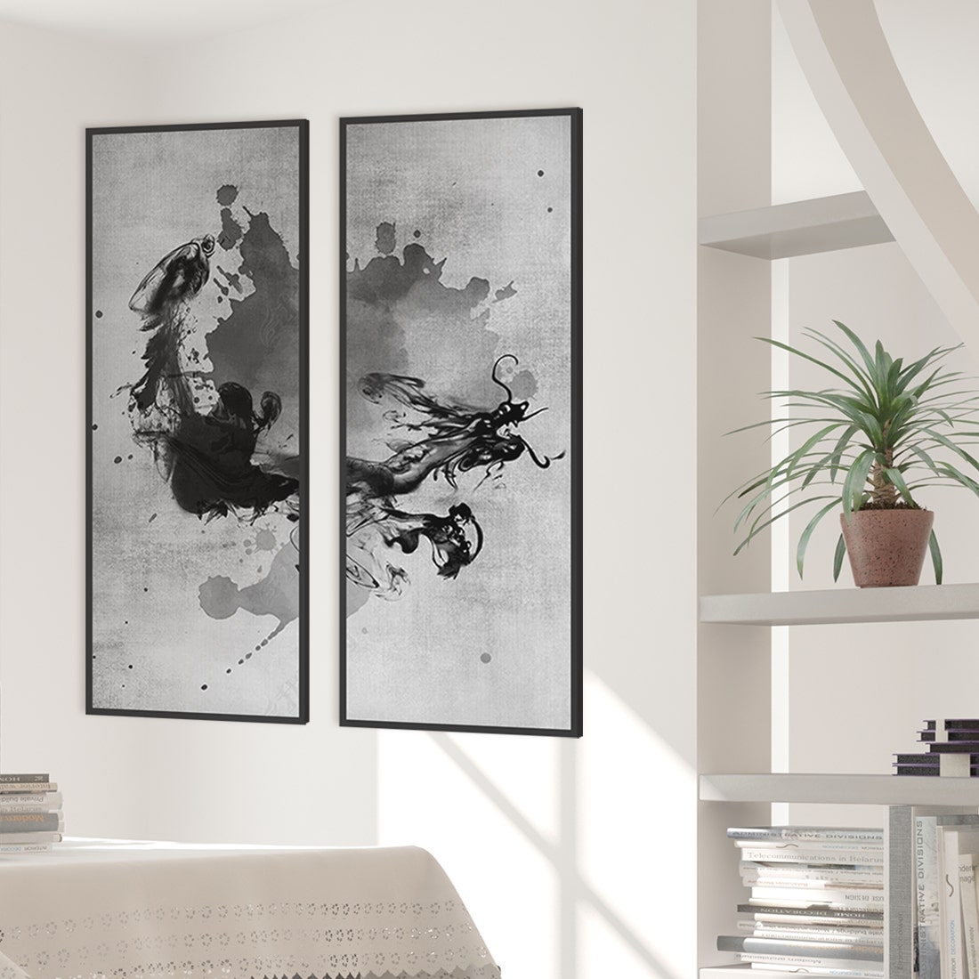 รูปพร้อมกรอบ DoseArt รุ่น Dragon Spirit 40x80 cm/ชิ้น (43x83 cm รวมกรอบ) SET 2 PCS.