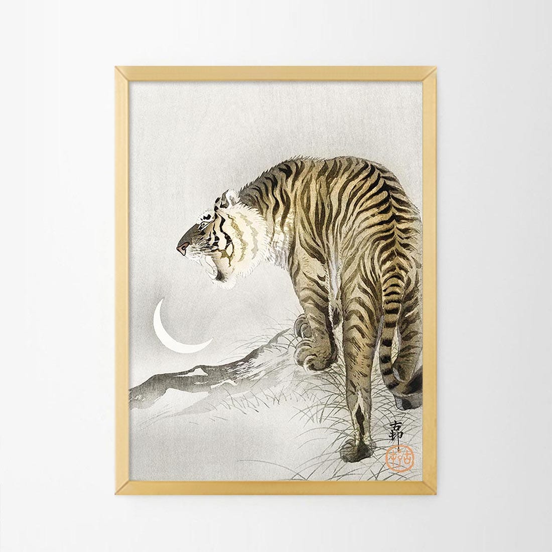 รูปพร้อมกรอบ DoseArt รุ่น Tiger and Half Moon 75x100 cm กรอบทอง