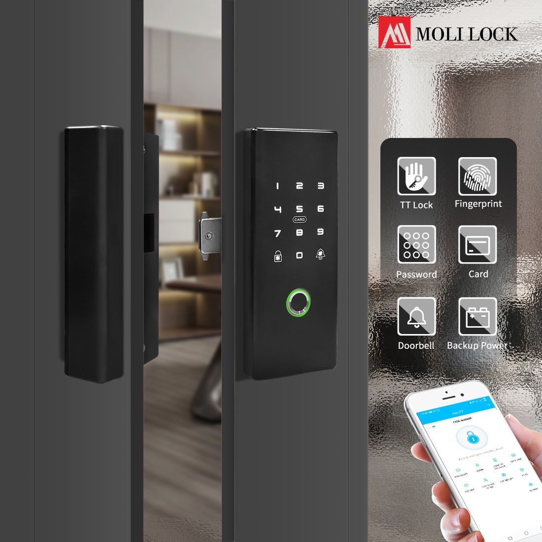 กลอนประตูดิจิตอล Digital Door Lock รุ่น Molilock F07 02