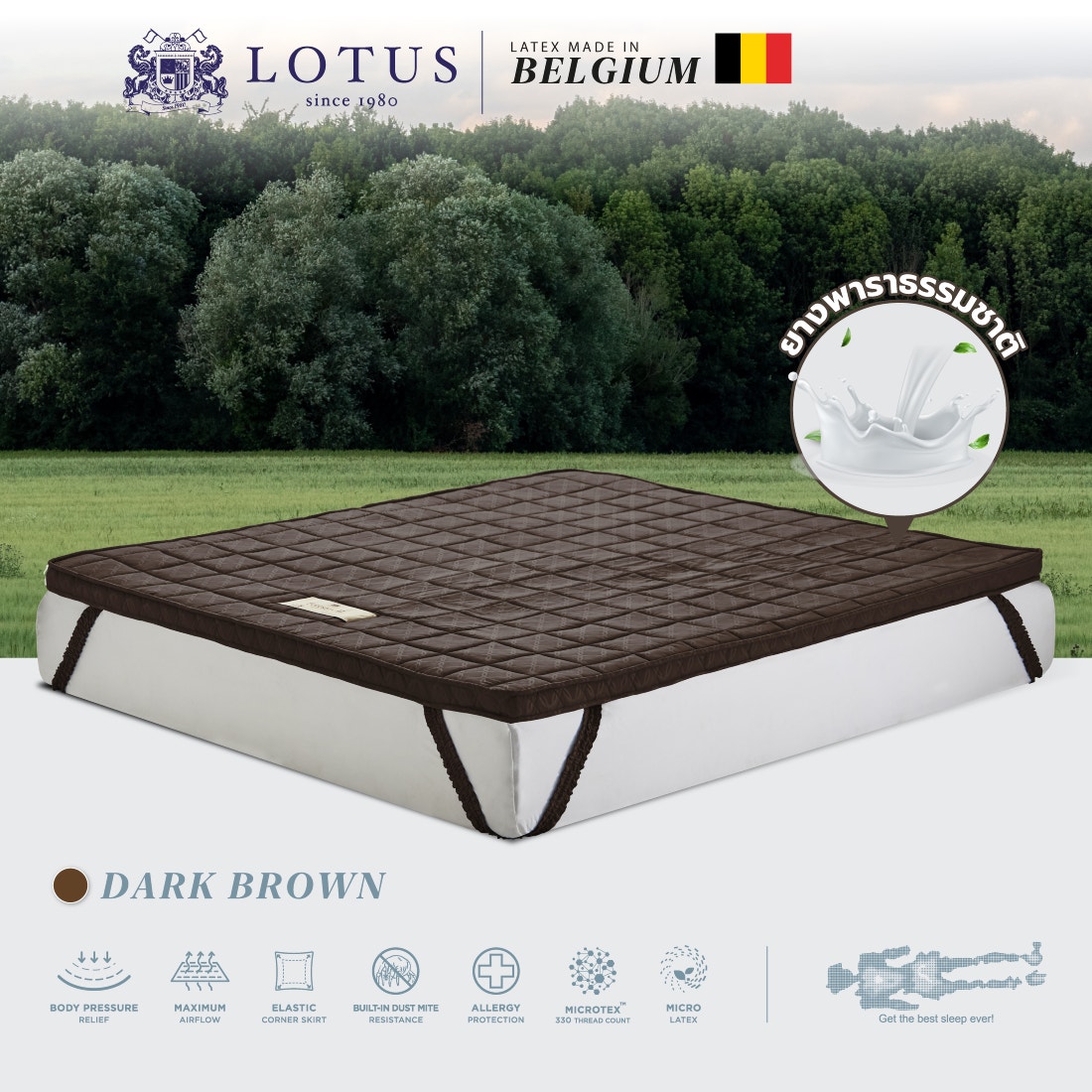 ท็อปเปอร์ LOTUS รุ่น FORESTEX II - DARK BROWN ขนาด 6 ฟุต หนา 3 นิ้ว