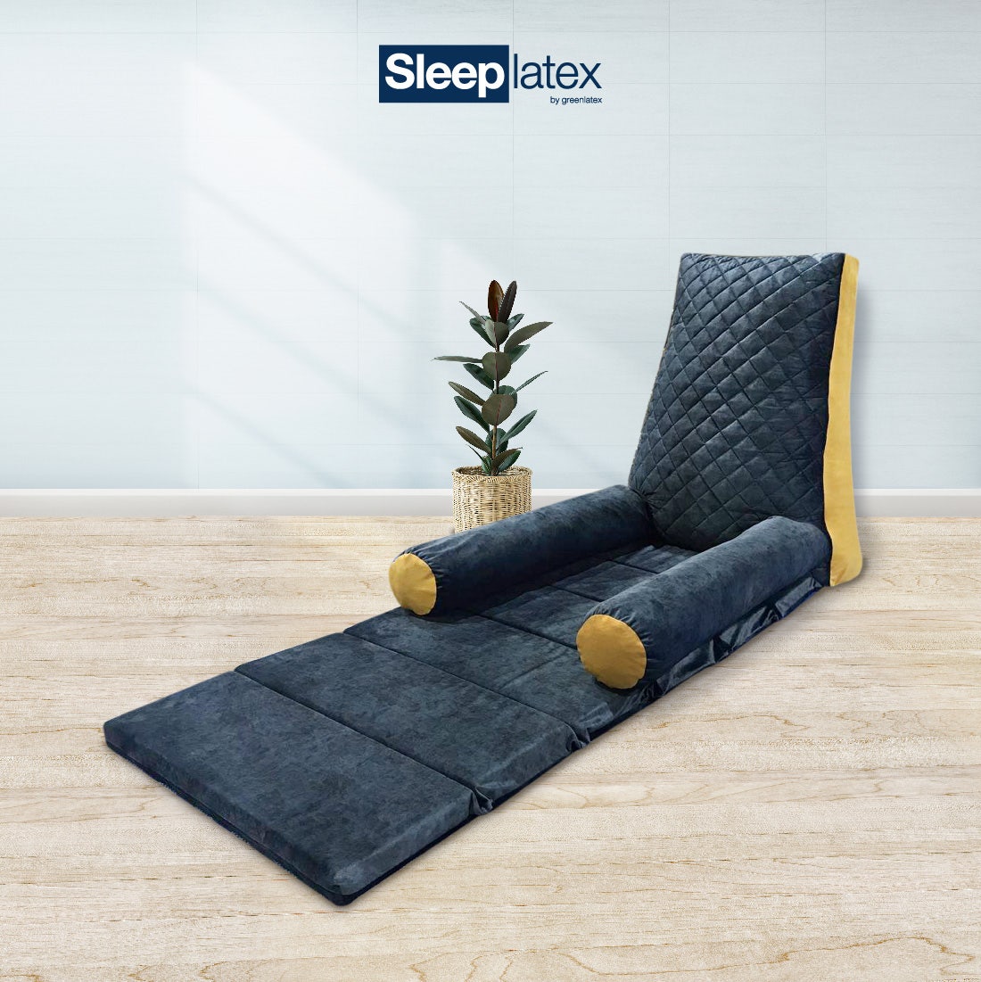 Sleep latex + Lazy Back Cushion (น้ำเงิน /เหลือง )ที่นั่งเอนกประสงค์ยางพาราแท้-1