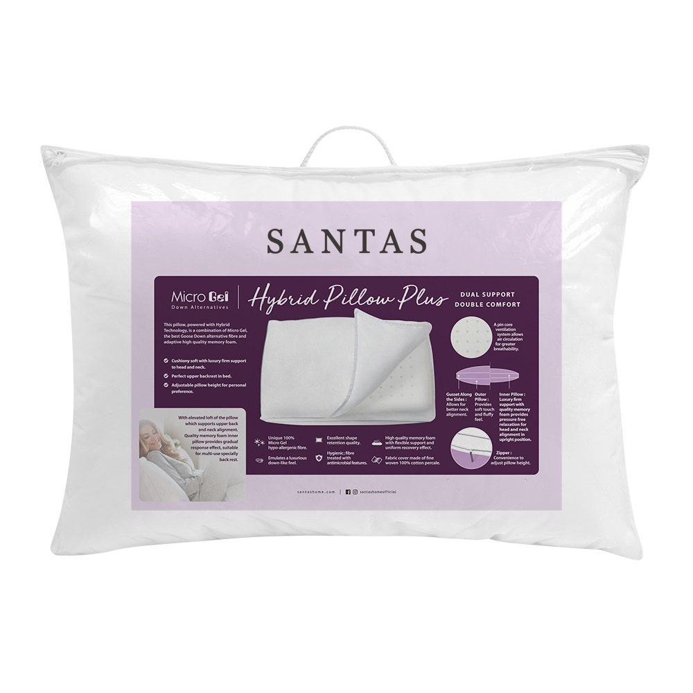 SANTAS หมอนหนุน รุ่น MICROGEL HYBRID PILLOW PLUS ขนาด 19x29 นิ้ว 05