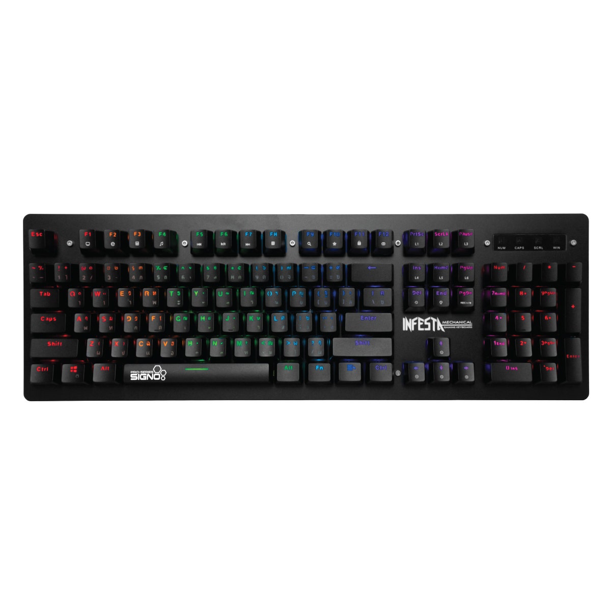 คีย์บอร์ดเกมมิ่ง SIGNO INFESTA KB-738B สีดำ (Optical Blue Switch)