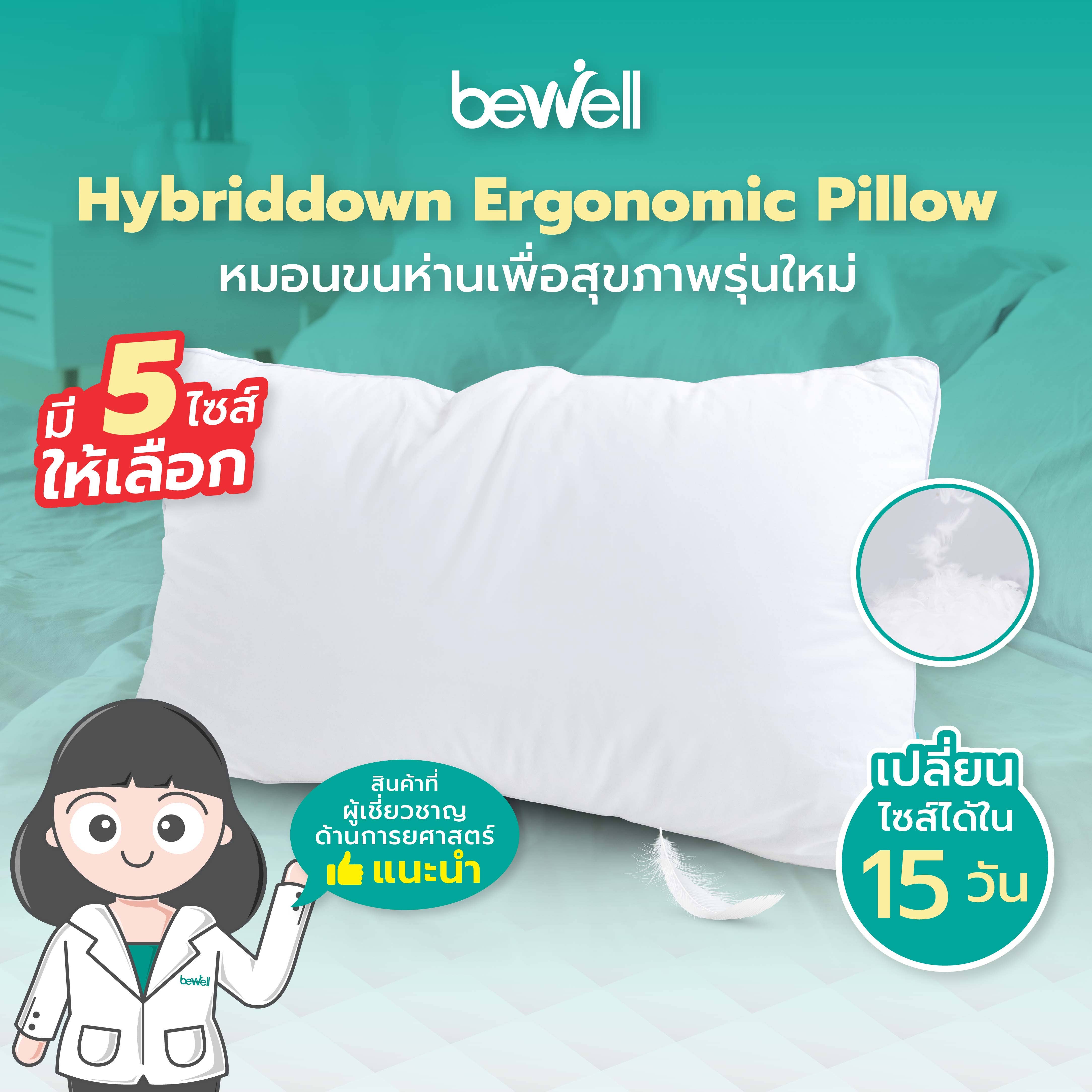 หมอนเพื่อสุขภาพ รุ่นไฮบริดดาวน์ | Bewell HybridDown Ergonomic Pillow XL (SWE-11)-1