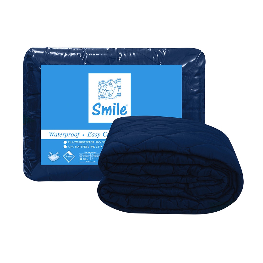 ผ้ารองกันเปื้อน KING SIZE PICASSO รัดมุมยางยืด SMILE สี NAVY BLUE