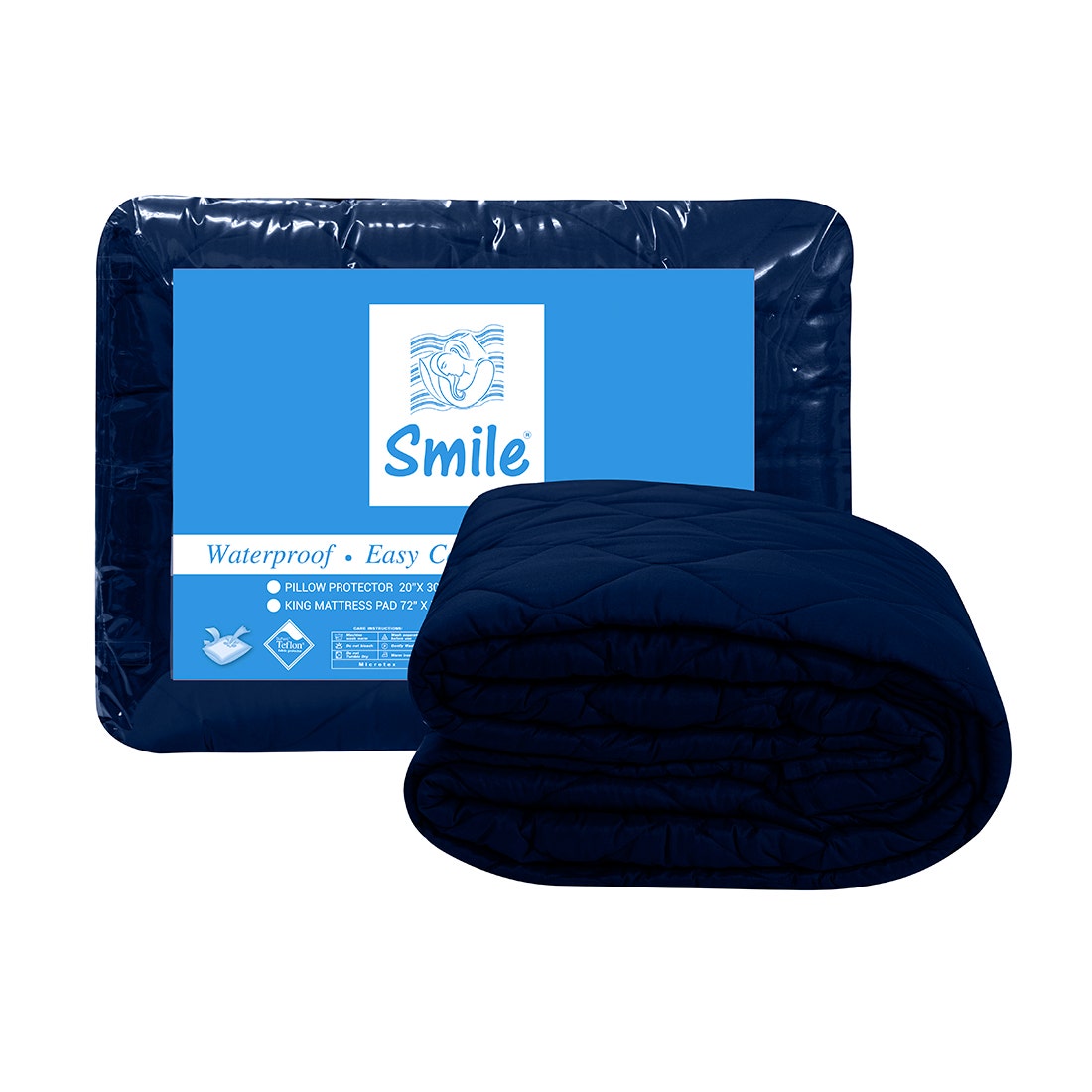 ผ้ารองกันเปื้อน KING SIZE PICASSO รัดมุมเต็มตัว SMILE สี NAVY BLUE