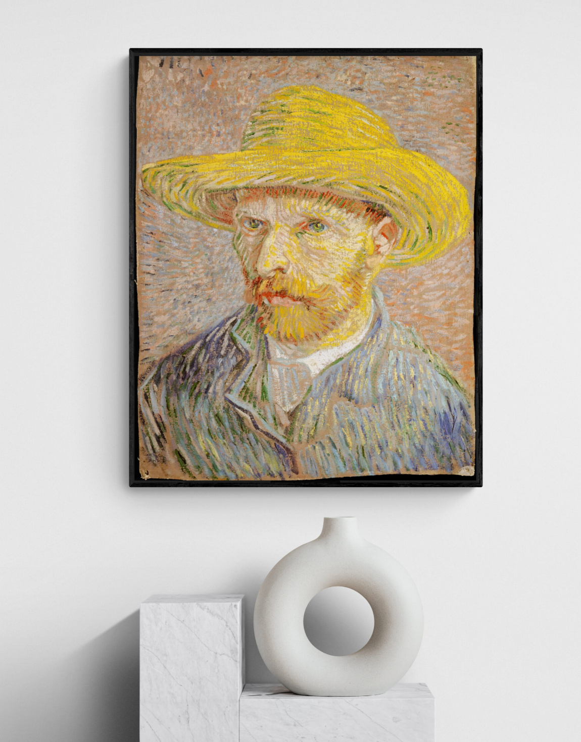 รูปพร้อมกรอบ DoseArt รุ่น Van Gogh – Self-Portrait with a Straw Hat กรอบสีดำ-1