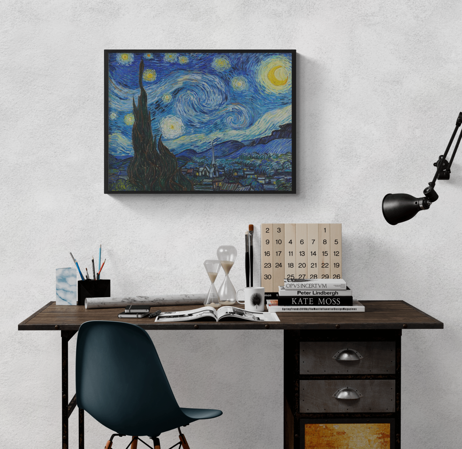 รูปพร้อมกรอบ DoseArt รุ่น Van Gogh – Van Goah – The Starry Night กรอบสีดำ-1