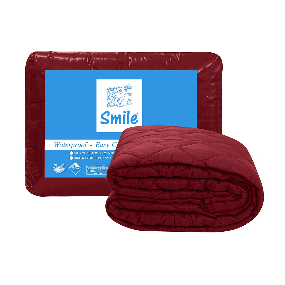 ผ้ารองกันเปื้อน KING SIZE PICASSO รัดมุมยางยืด SMILE สี DARK RED