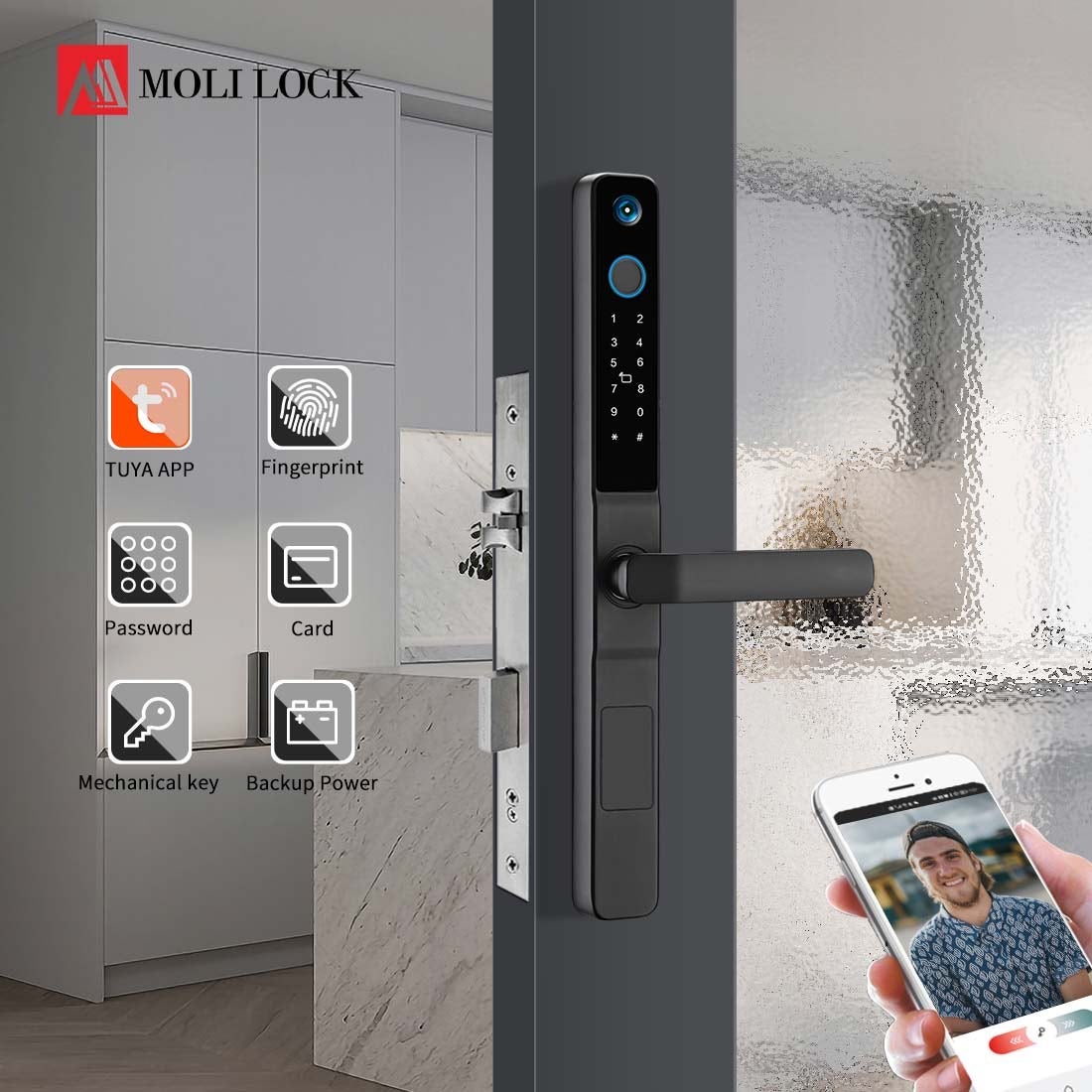 กลอนประตูดิจิตอล Digital Door Lock รุ่น Molilock K276-1