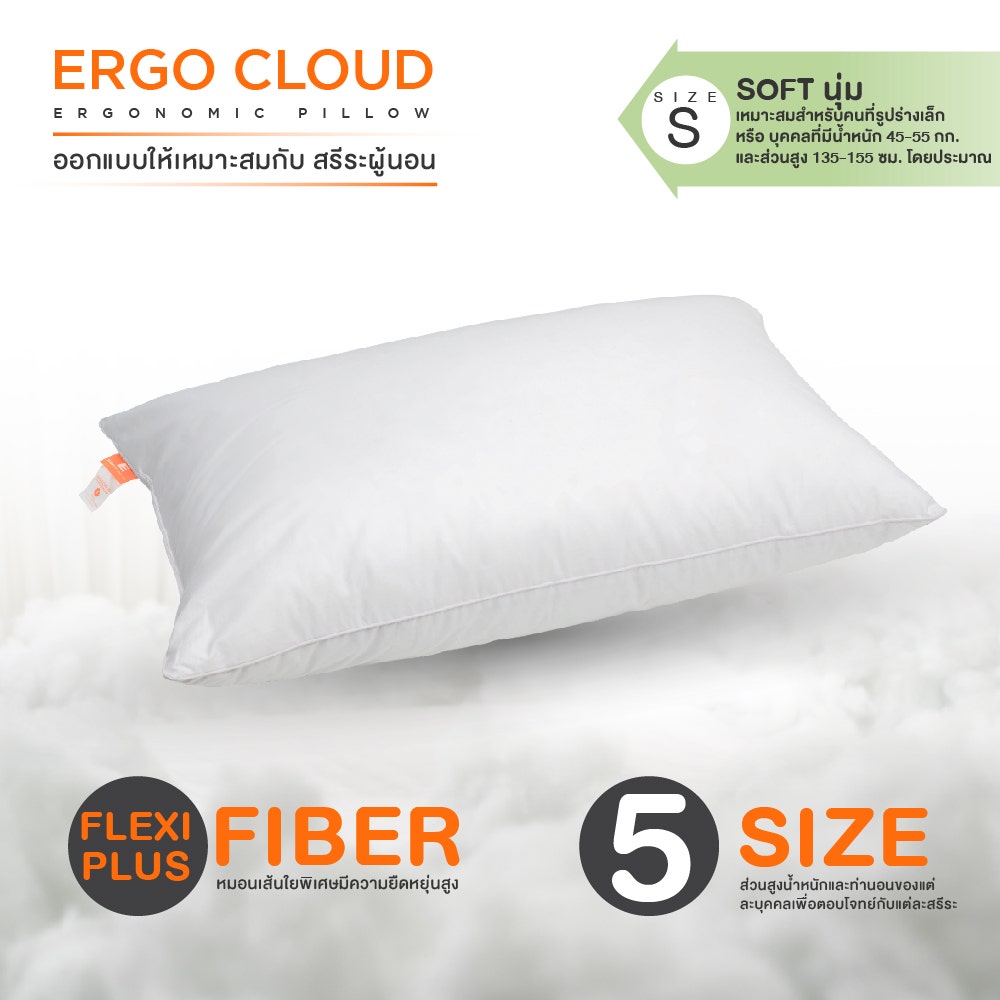 [ฟรี ปลอกหมอน] ERGOTREND ERGO CLOUD ERGONOMIC PILLOW รุ่น ERGO CLOUD-S