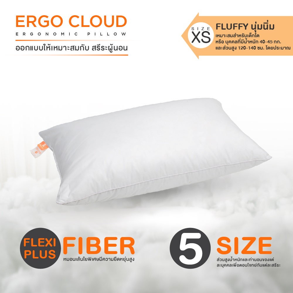 [ฟรี ปลอกหมอน] ERGOTREND ERGO CLOUD ERGONOMIC PILLOW รุ่น ERGO CLOUD-XS 02