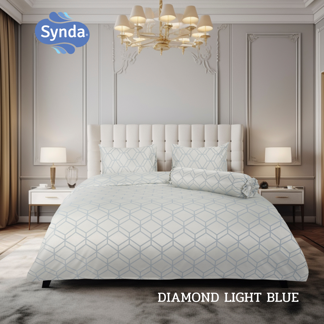 SYNDA ชุดผ้าปูที่นอน 3 ชิ้น 6 ฟุต รุ่น DIAMOND LIGHT BLUE