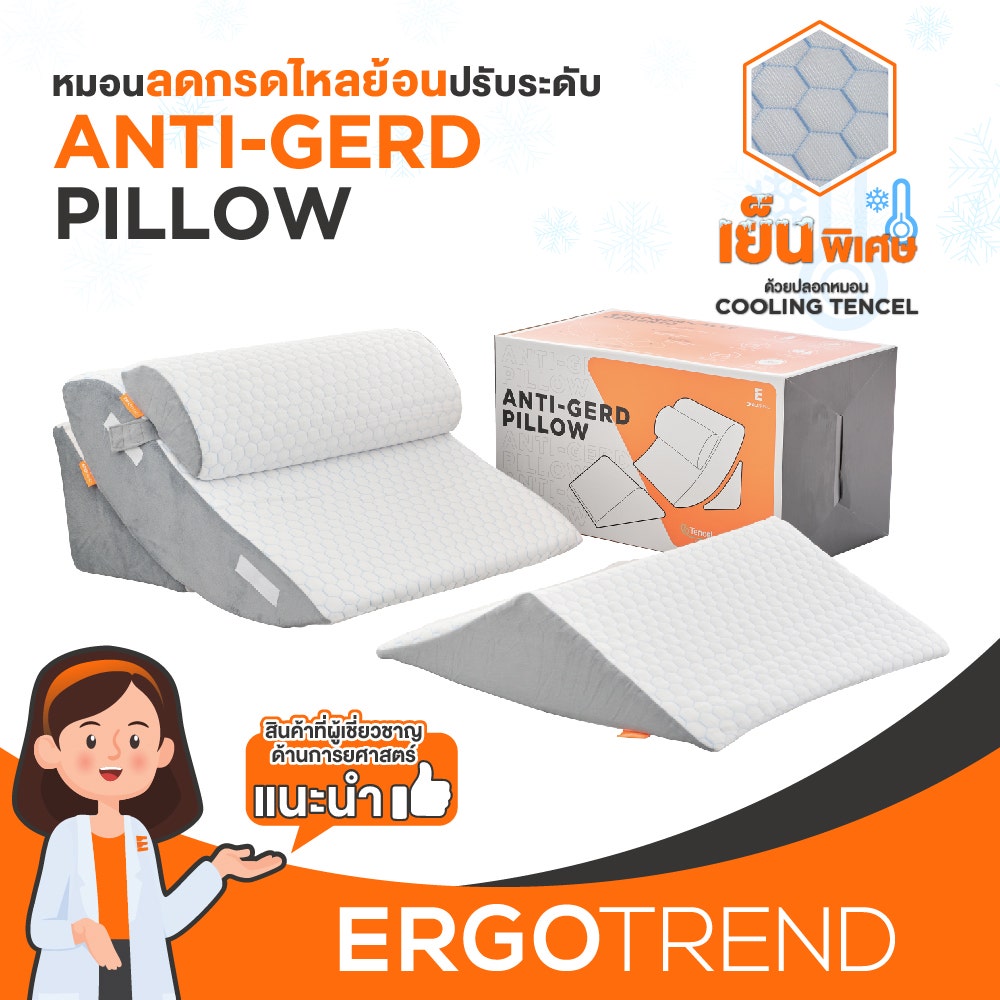 ERGOTREND หมอนเพื่อสุขภาพเออร์โกเทรน รุ่น ANTI GERD PILLOW สีขาว 06