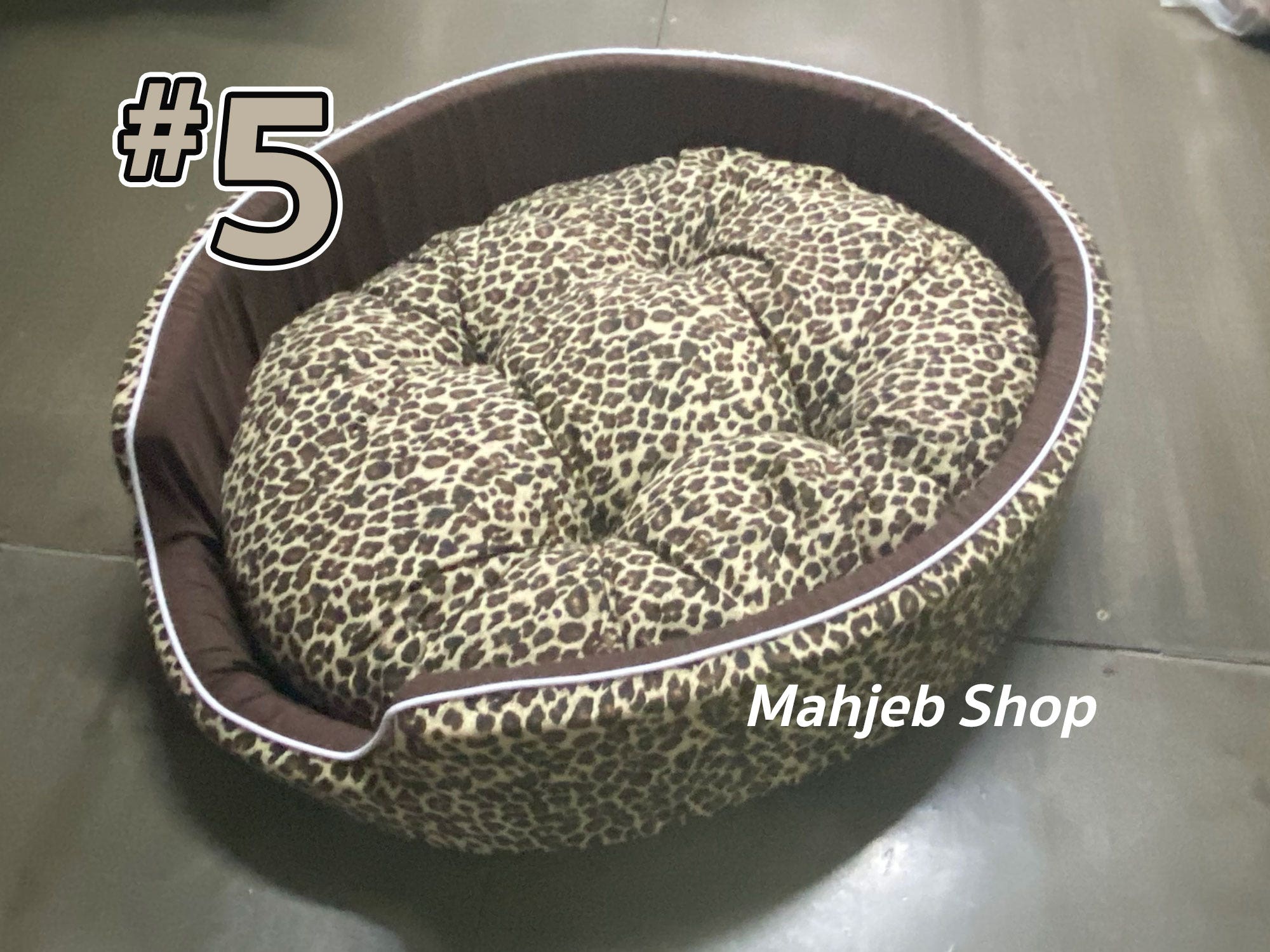 Mahjeb หมาเจ็บ เบาะนอน ที่นอนสุนัข-แมวแบบฟองน้ำวงกลม #5 ลาย เสือดาว