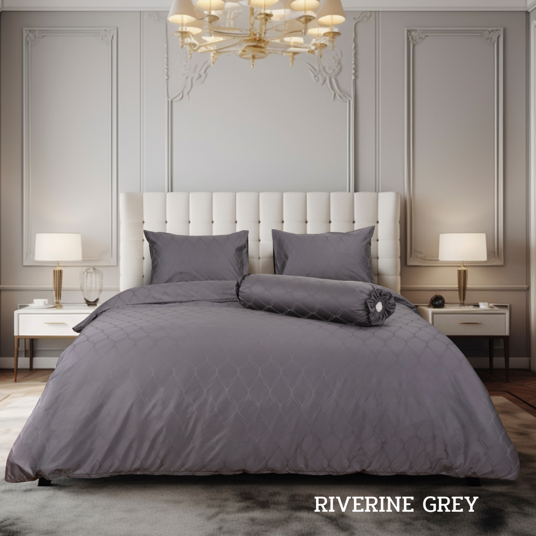 SYNDA ชุดผ้าปูที่นอน 3 ชิ้น 5 ฟุต รุ่น RIVERINE GREY