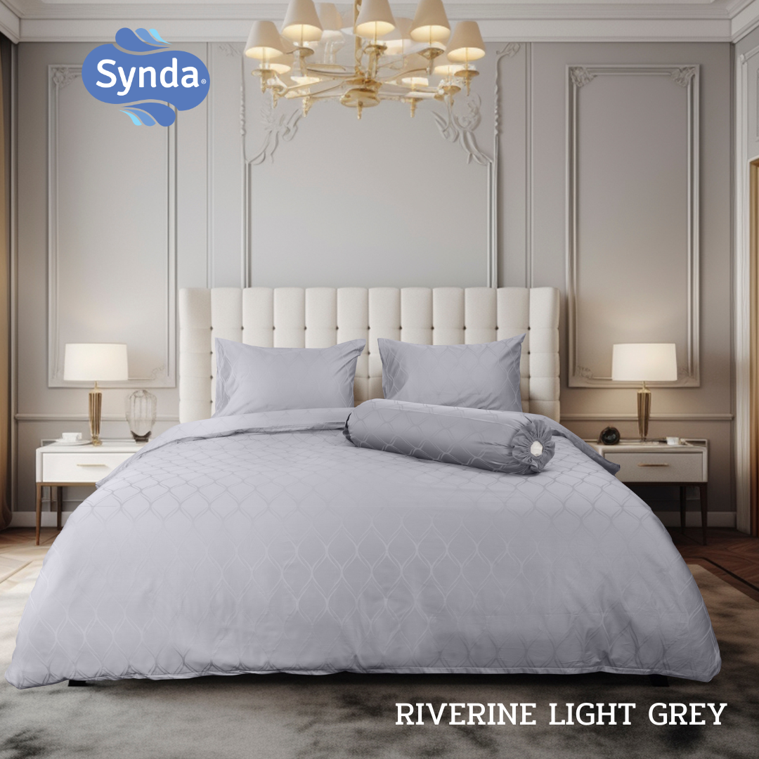 SYNDA ชุดผ้าปูที่นอน 3 ชิ้น 6 ฟุต รุ่น RIVERINE LIGHT GREY