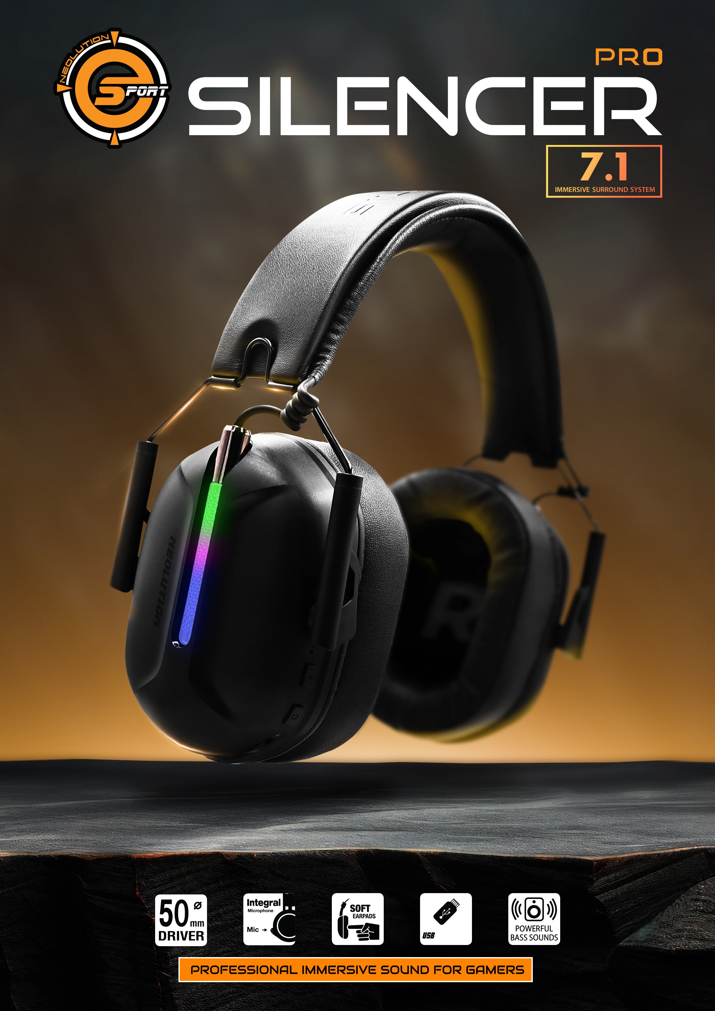 Neolution E-Sport Gaming Headset รุ่น Silencer Pro หูฟังเกมมิ่ง หูฟังเล่นเกมส์ มีไมโครโฟน ระบบเสียงรอบทิศทาง