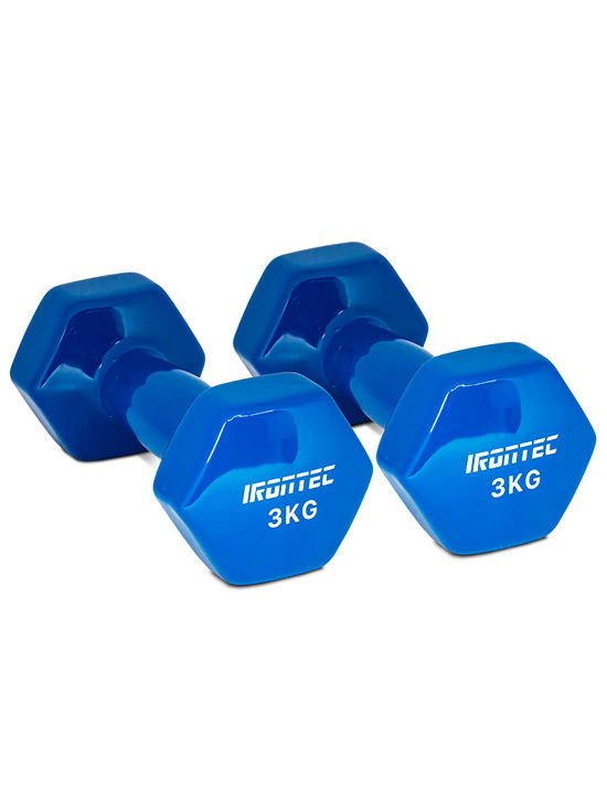 IRONTEC ดัมเบล 3KG (1 คู่) หุ้มยางไวนิล สีน้ำเงิน 02