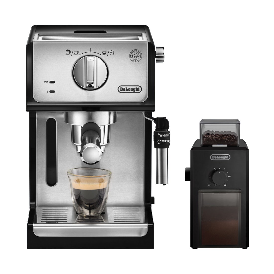 De'Longhi ชุดเครื่องชงกาแฟเอสเพรสโซ่ Standard Set มาพร้อมเครื่องชงกาแฟเอสเพรสโซ่รุ่น ECP 35.31 + เครื่องบดเมล็ดกาแฟ KG79 02