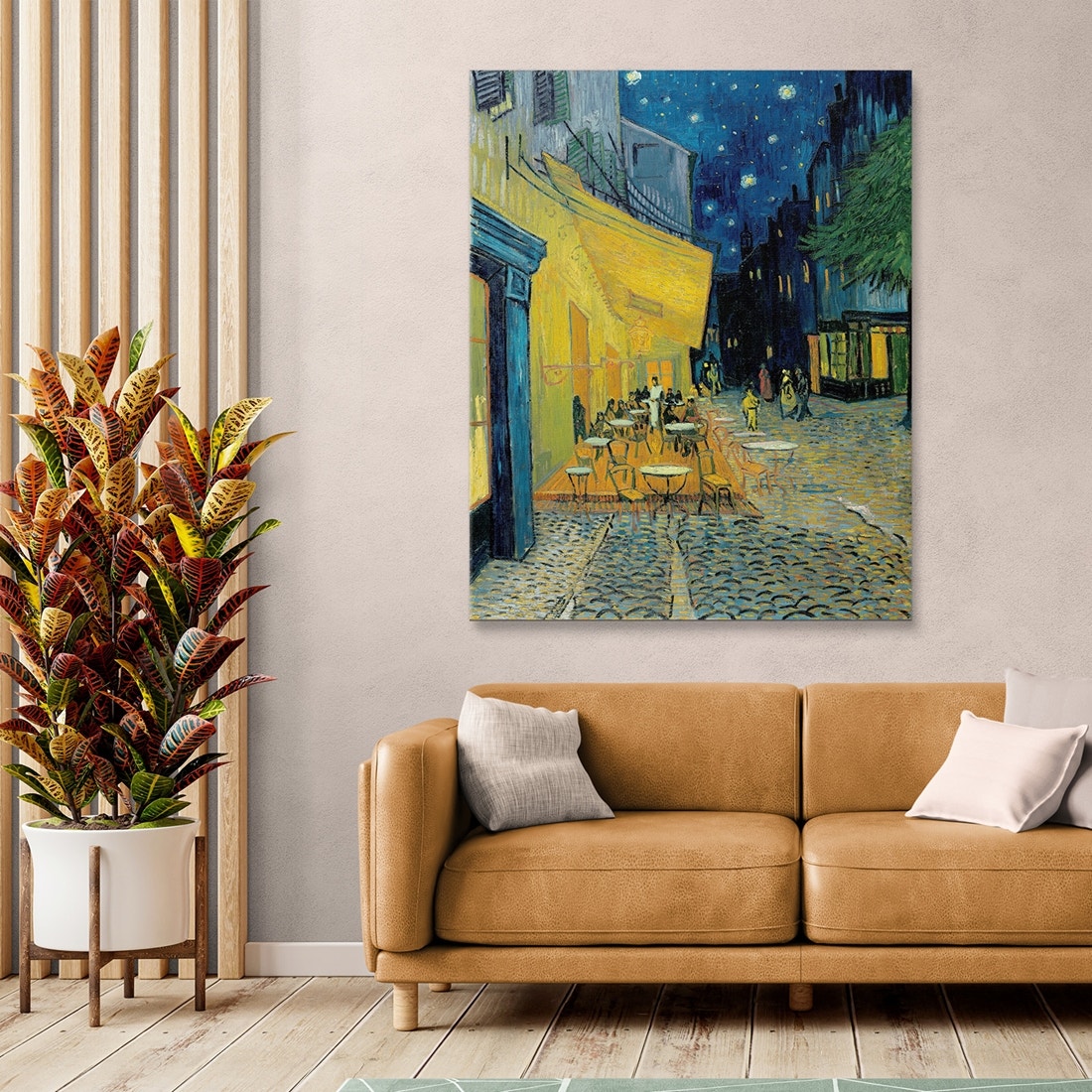 ภาพขึงเฟรมไม้พร้อมแขวน ARTPRINTSIAM - Vincent Van Gogh - Café Terrace at Night 100x80cm