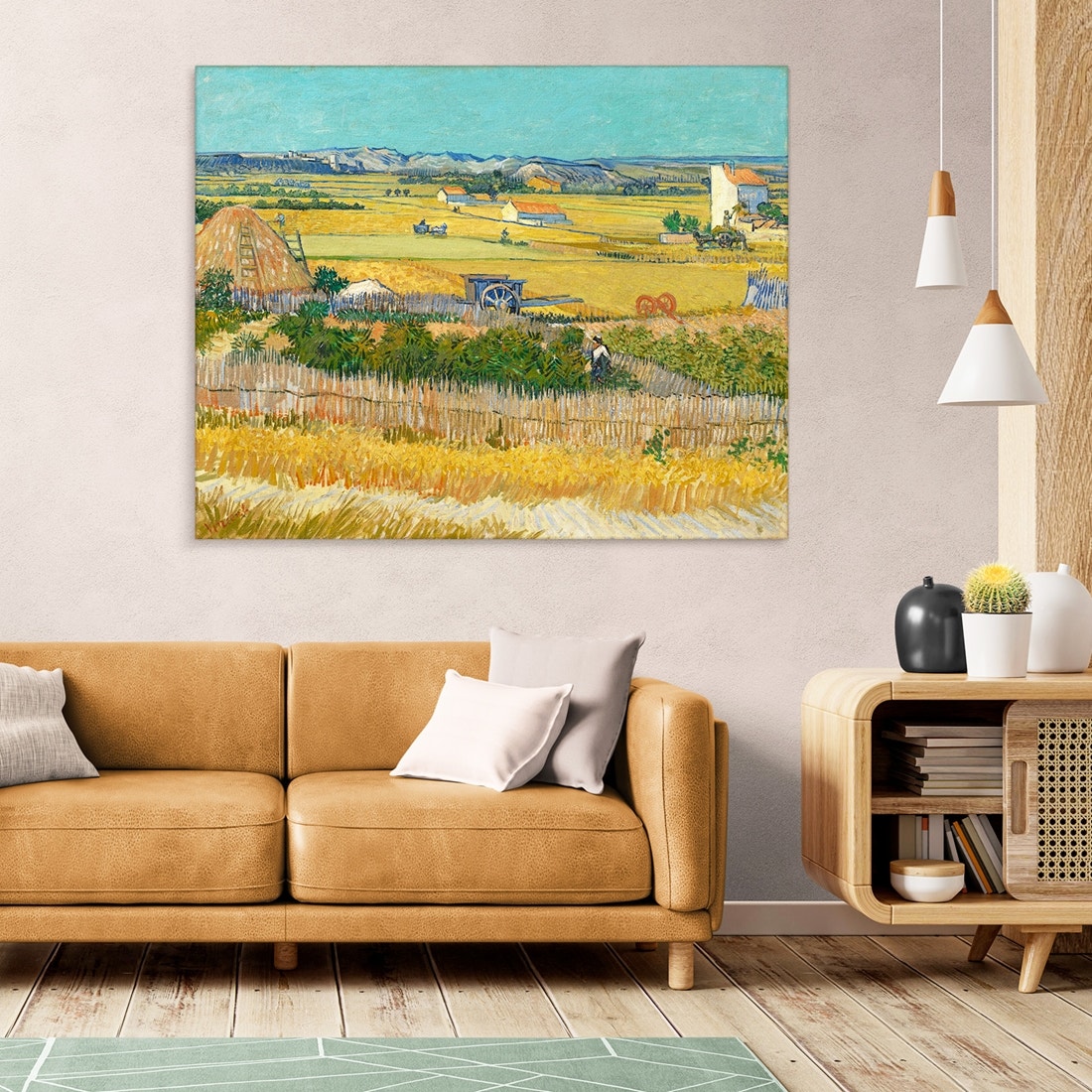 ภาพขึงเฟรมไม้พร้อมแขวน ARTPRINTSIAM - Vincent Van Gogh - The harvest 100x80cm-1