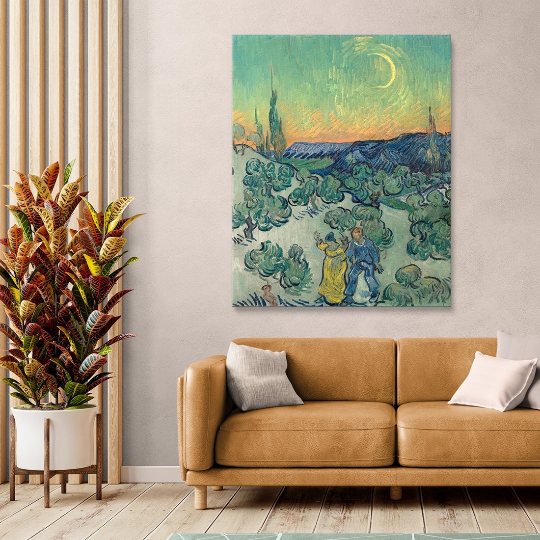 ภาพขึงเฟรมไม้พร้อมแขวน ARTPRINTSIAM - Vincent Van Gogh - A Walk at Twilight 100x80cm