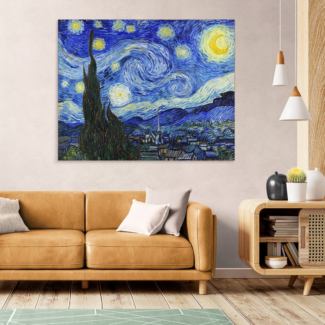 ภาพขึงเฟรมไม้พร้อมแขวน ARTPRINTSIAM - Vincent Van Gogh - The Starry Night 100x80cm