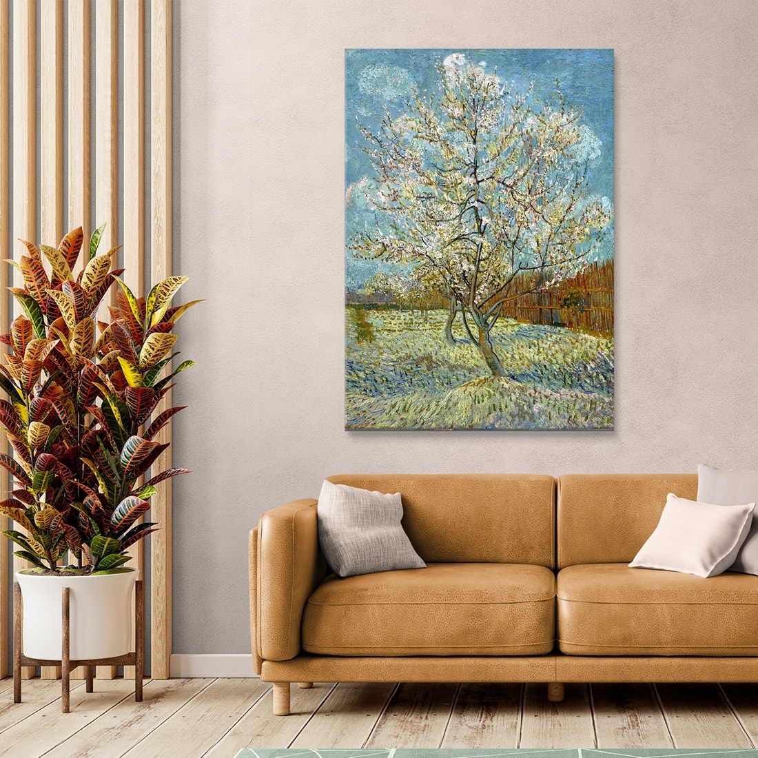 ภาพขึงเฟรมไม้พร้อมแขวน ARTPRINTSIAM - Vincent Van Gogh - The Pink Peach Tree 115x80cm