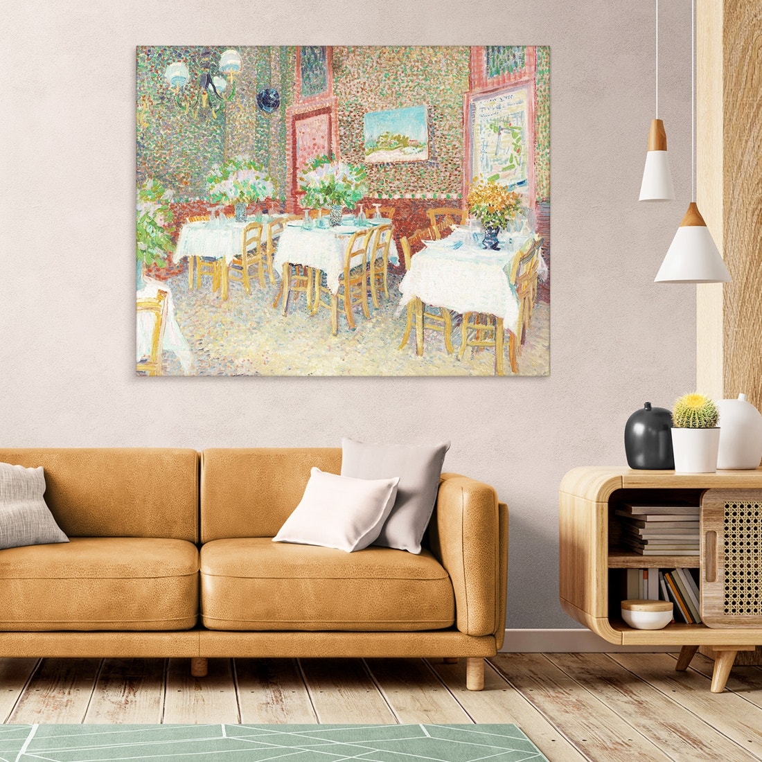 ภาพขึงเฟรมไม้พร้อมแขวน ARTPRINTSIAM - Vincent Van Gogh - Interior of a restaurant 100x80cm