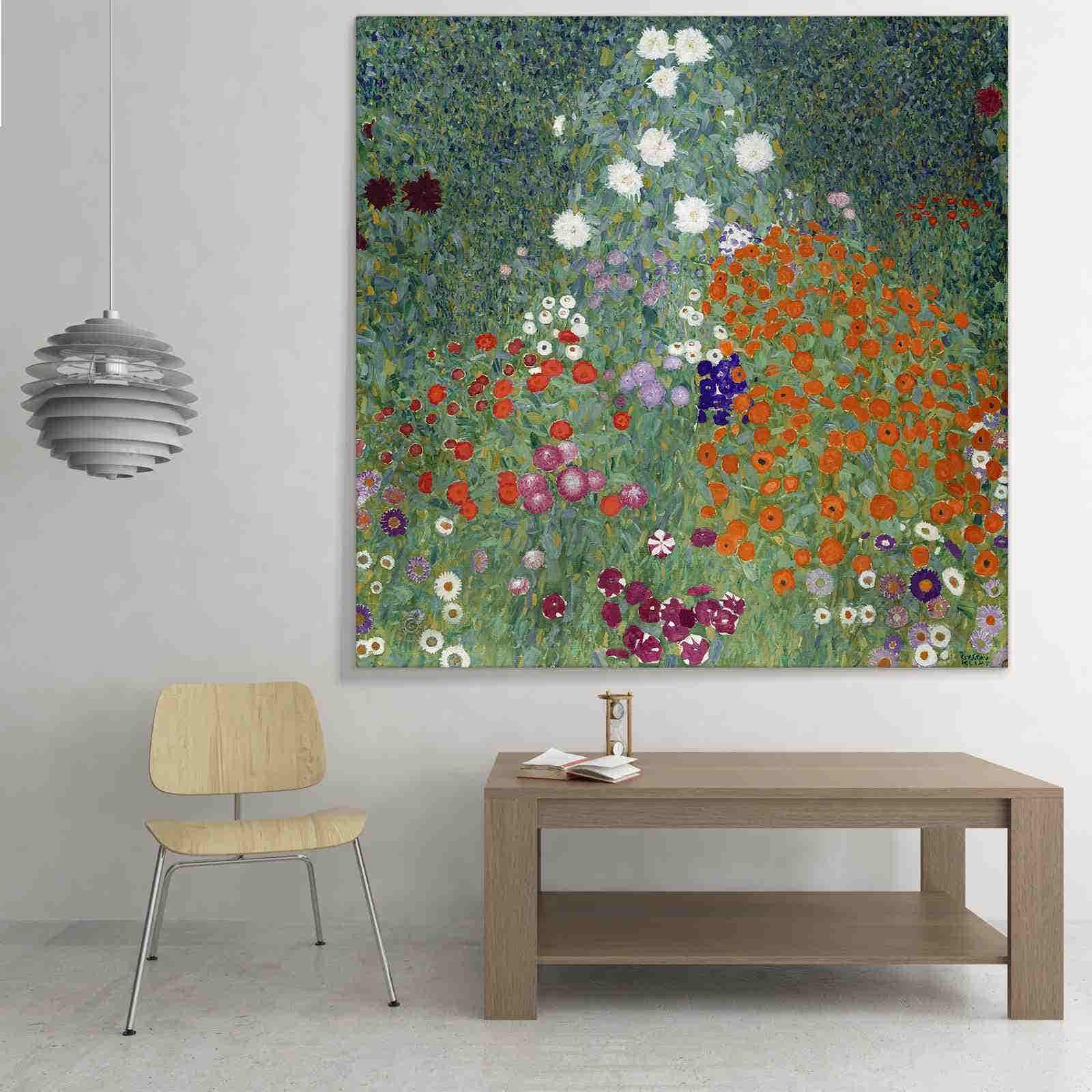 ภาพขึงเฟรมไม้พร้อมแขวน ARTPRINTSIAM - Gustav Klimt - Garden With Sunflowers 1906 80x80cm