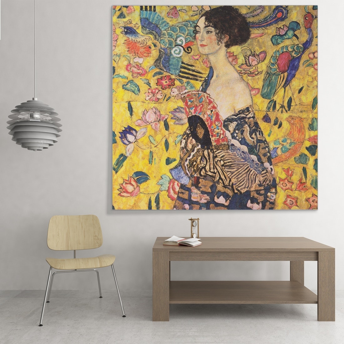 ภาพขึงเฟรมไม้พร้อมแขวน ARTPRINTSIAM - Gustav Klimt - Lady with Fan 80x80cm