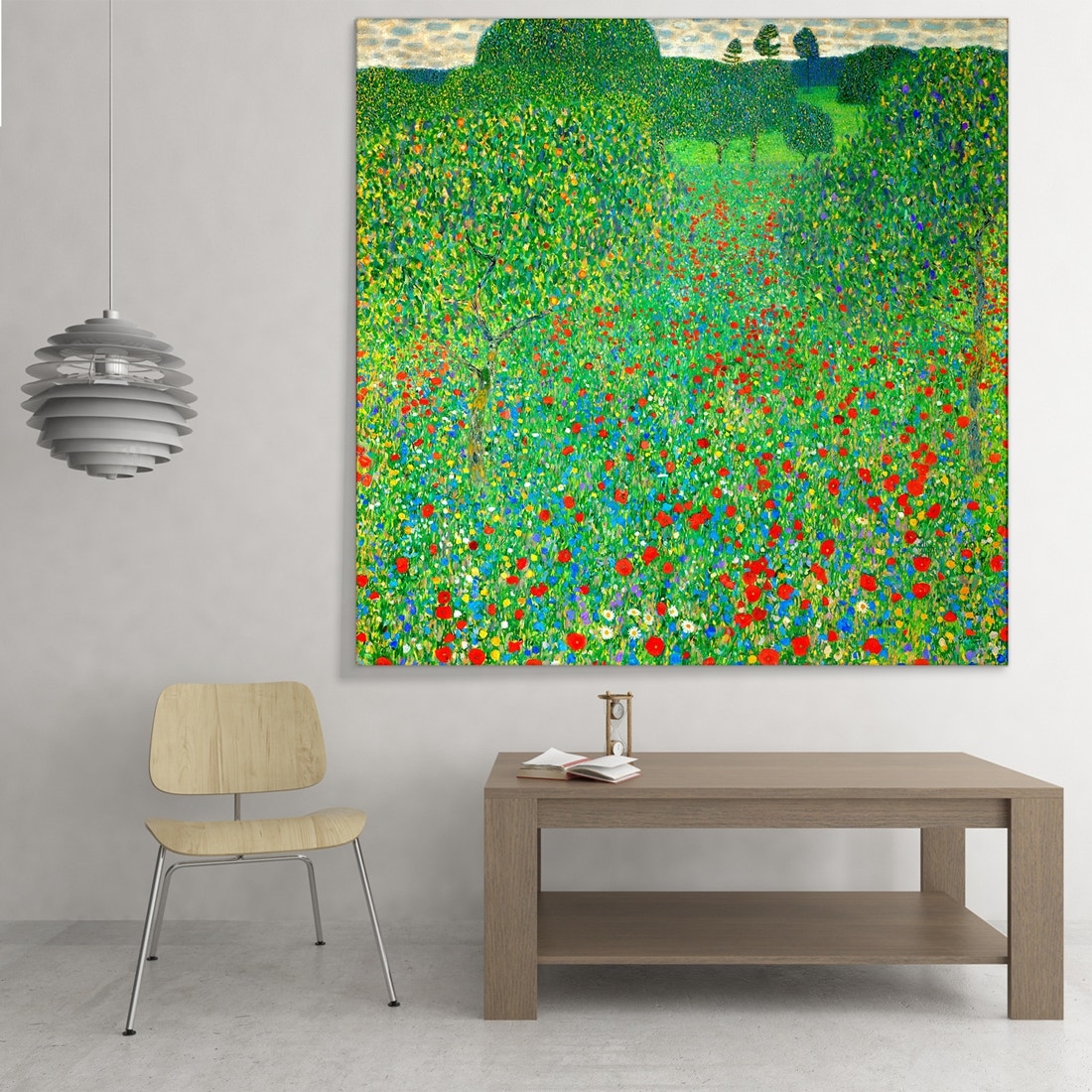 ภาพขึงเฟรมไม้พร้อมแขวน ARTPRINTSIAM - Gustav Klimt - Poppy Field 1907 80x80cm