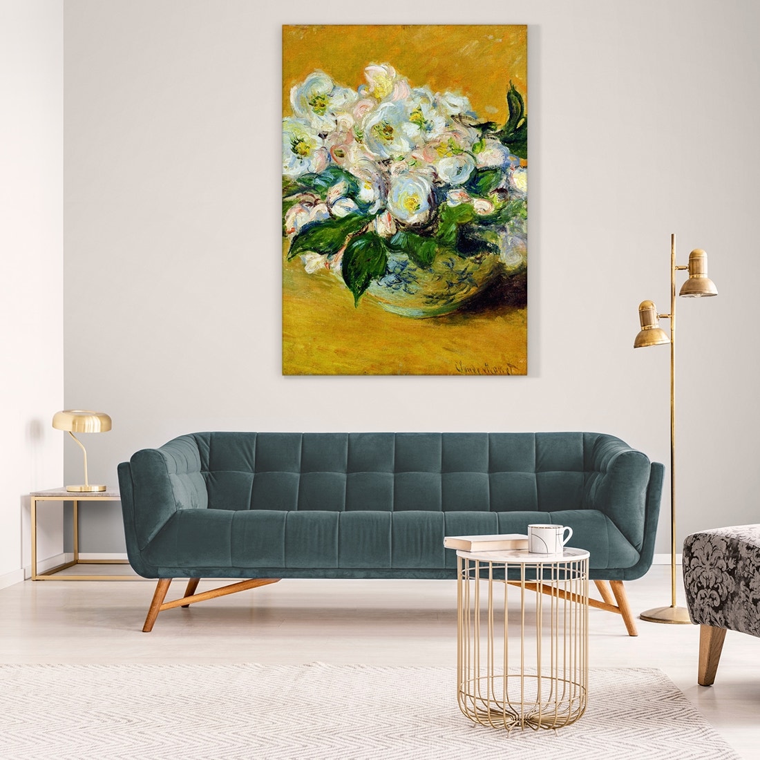 ภาพขึงเฟรมไม้พร้อมแขวน ARTPRINTSIAM - Monet Claude Oscar - Christmas Roses 1883 80x115cm