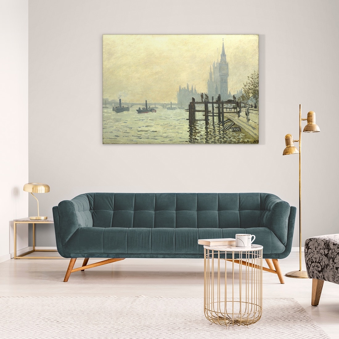 ภาพขึงเฟรมไม้พร้อมแขวน ARTPRINTSIAM - Monet Claude Oscar - The Thames below Westminster 80x115cm