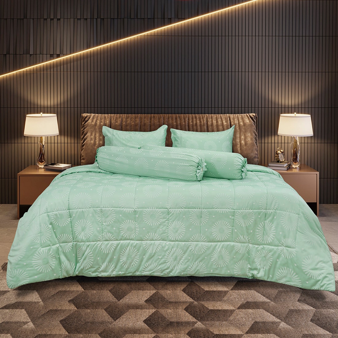 ชุดเครื่องนอน 6 ฟุต 6 ชิ้น PICASSO TENCEL™ SKY GREEN